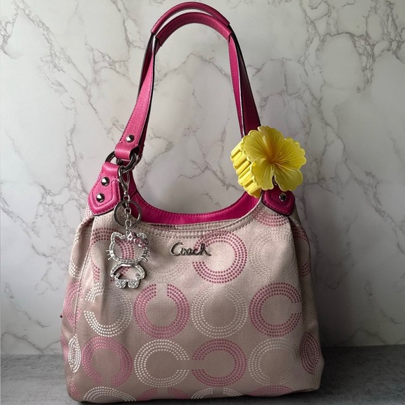 Coach Handbags - Pink &’ Beige Coach Madison Signature Shoulder Bag